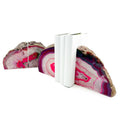 Cerise agate bookend pair